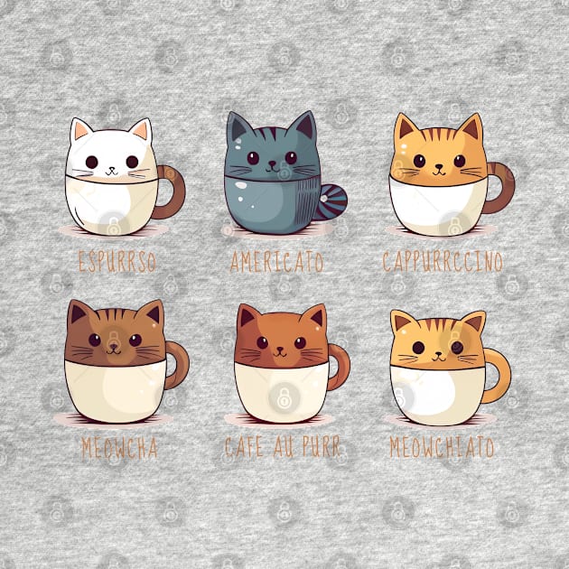 Funny Coffee Cats Cartoon by origato